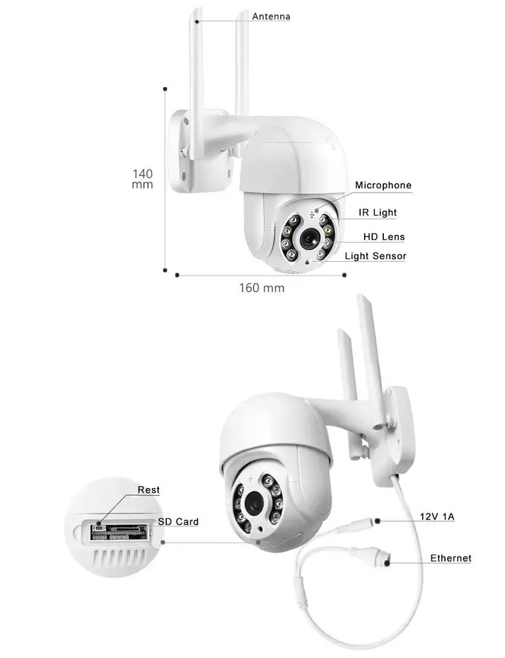 Tuya Wifi Smart Camera 2mp Two Way Audio IP66 App Control Ptz Camera
