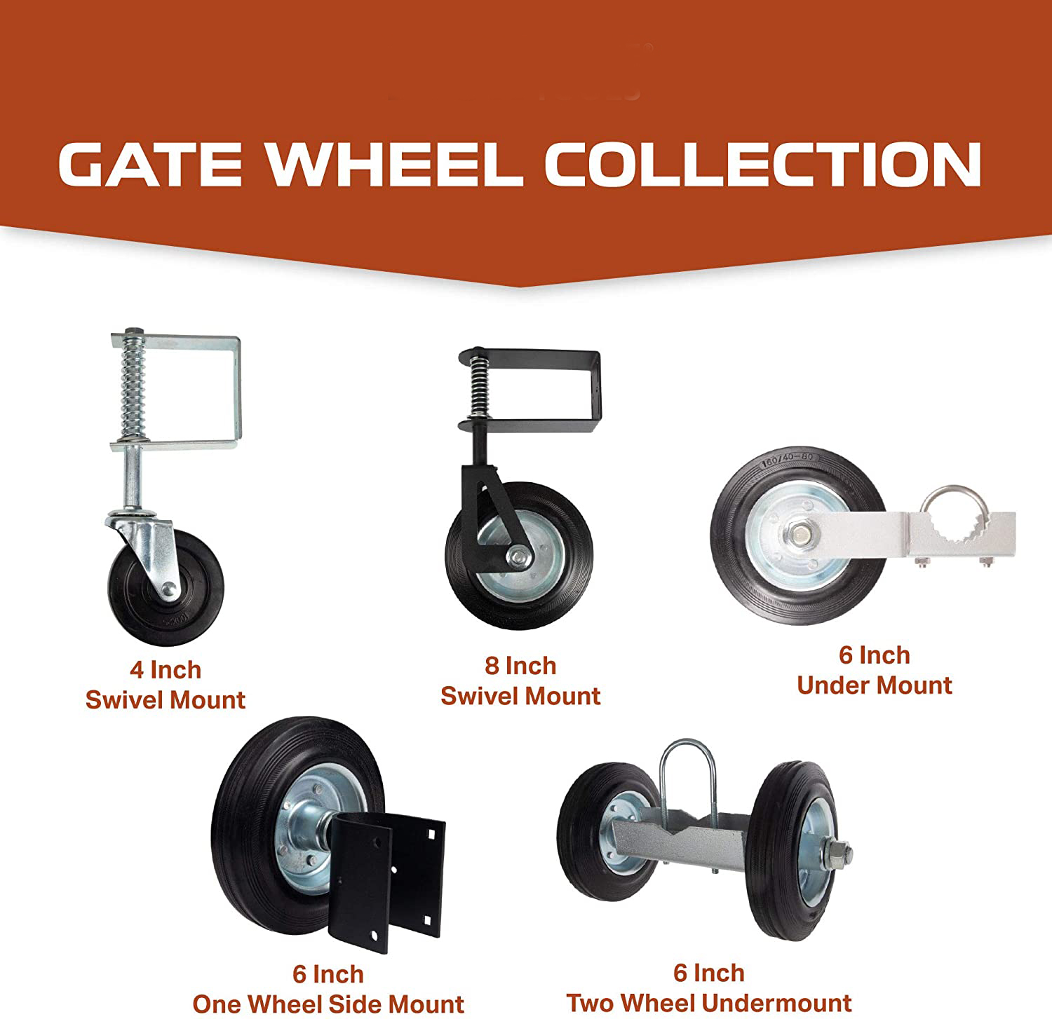 Galvanized Carbon Steel 4 Inch Hard Rubber Swivel Gate Caster for Industrial Needs