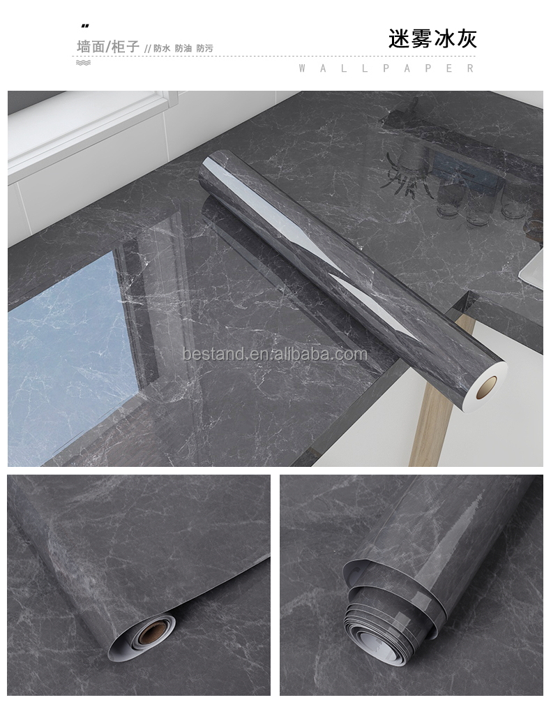Waterproof Marble Wall Sticker Wallpaper Modern Design Style Thicken Peel Off Self Adhesive Kitchen Counter Top Removable