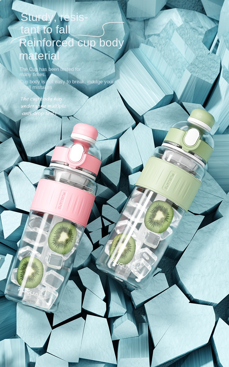 Multiple Color 750ml/1000ml Tritan Plastic Water Bottle With Straw Portable Pop Up Top Water Bottle With Tea Water Separation Non Leakage Easy To