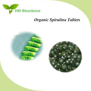 China Natural Organic Spirulina Chlorella Tablets Green Round 60% Protein on sale