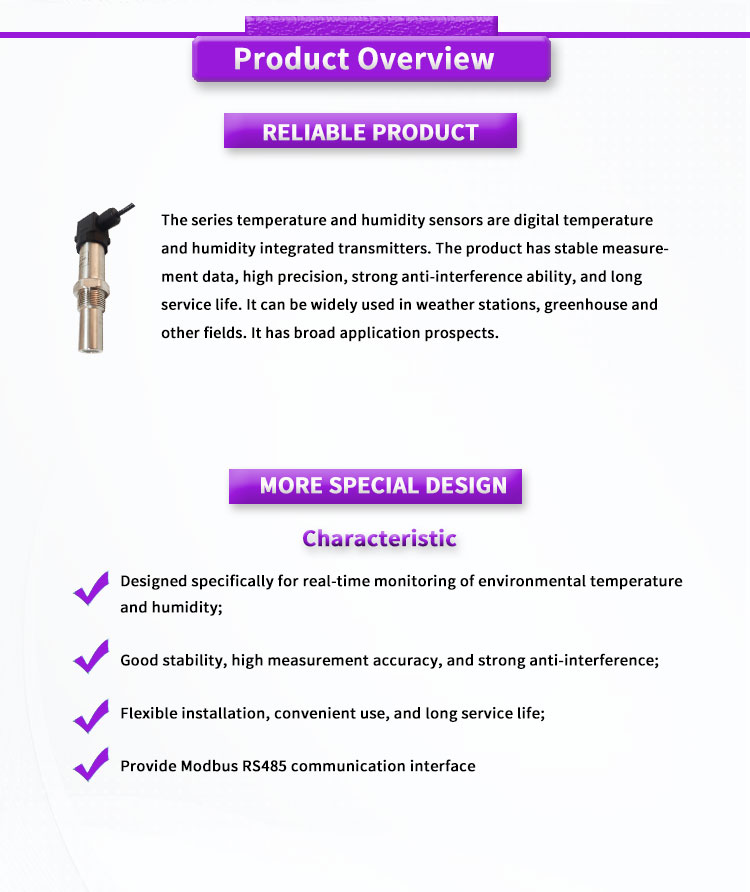 Customized OEM Support UNIVO UBPT100Y Digital Humidity Temperature Sensor ± 0.5 C Accuracy
