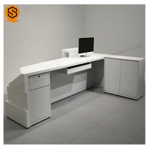 Solid Surface 2 Person Reception Desk With Seamless Joint