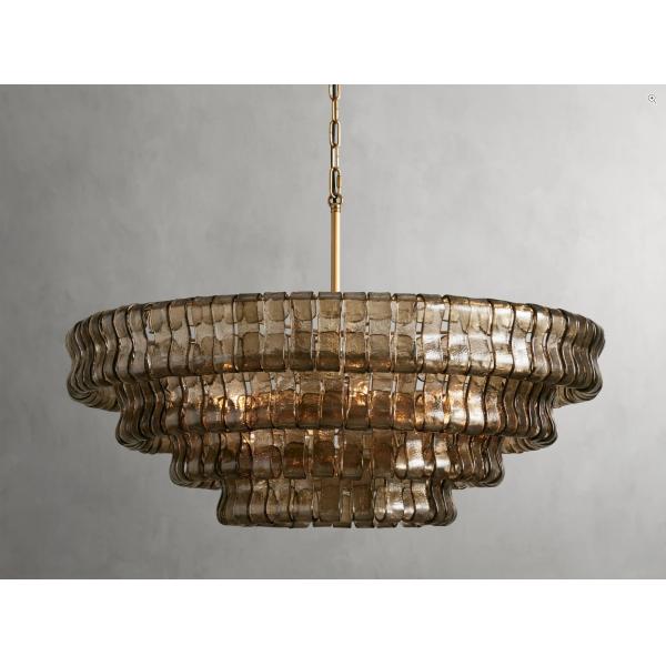 Quality 36" Smoked Crystal Chandelier Dimmable Multi Layer Chandelier Customized for sale