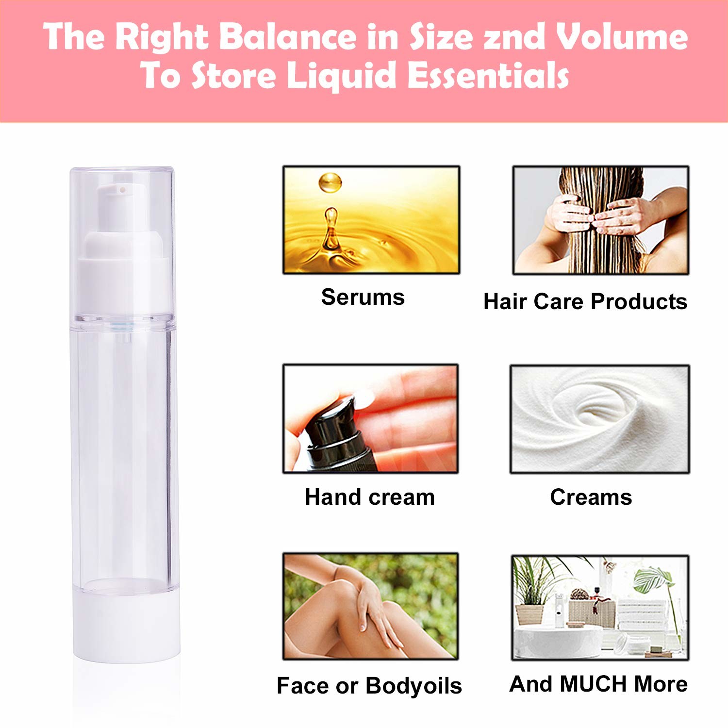 Non Spill Round Airless Cosmetic Bottles Comfortable Hand Feeling