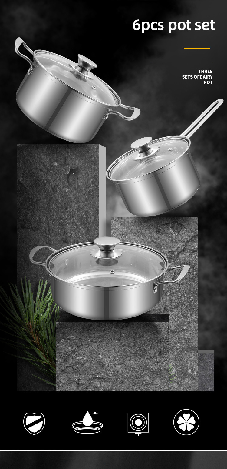 3 Pcs Stainless Steel Cookware Cookware Sets Induction Cook Pot Set Of Stainless Steel Pot Sets With Lid