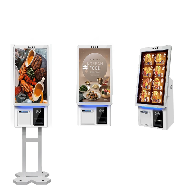 Indoor White Wall Mounted Restaurant Ordering Kiosk Desktop Install