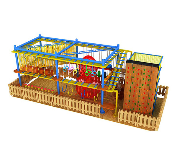 High Trek Adventure Rope Course With Climbing Wall OEM Available
