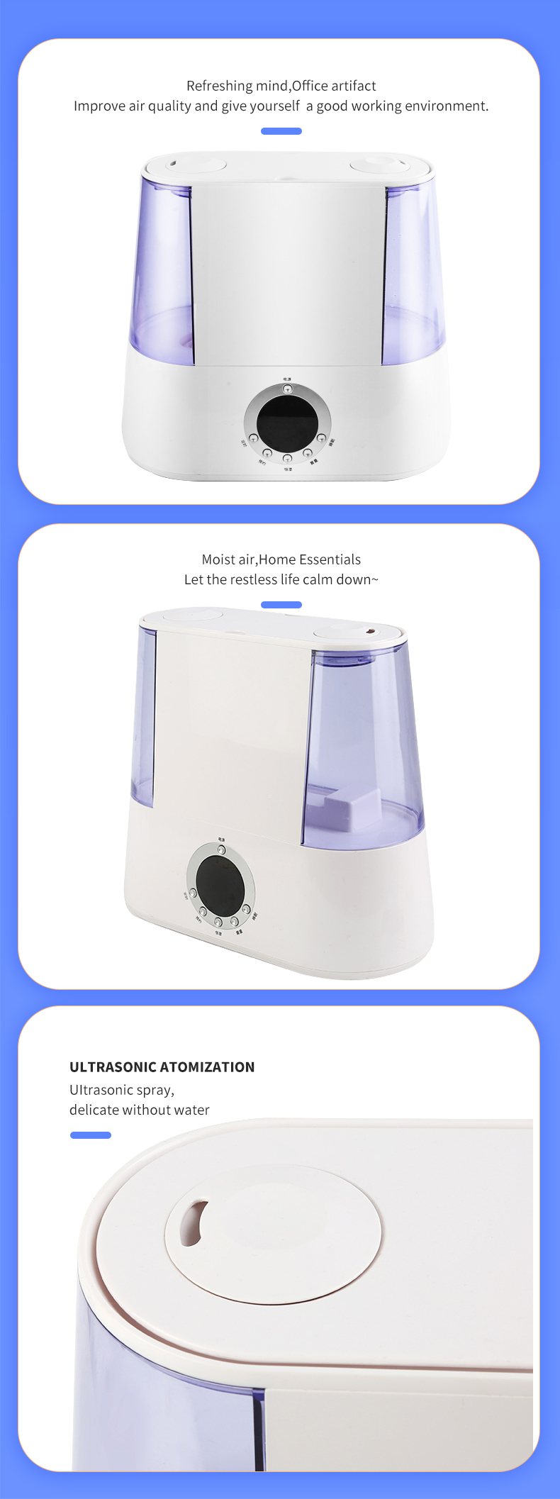 5L Negative Ion Ultrasonic Air Humidifier Timer Sleep Mode Rotary Knob Control