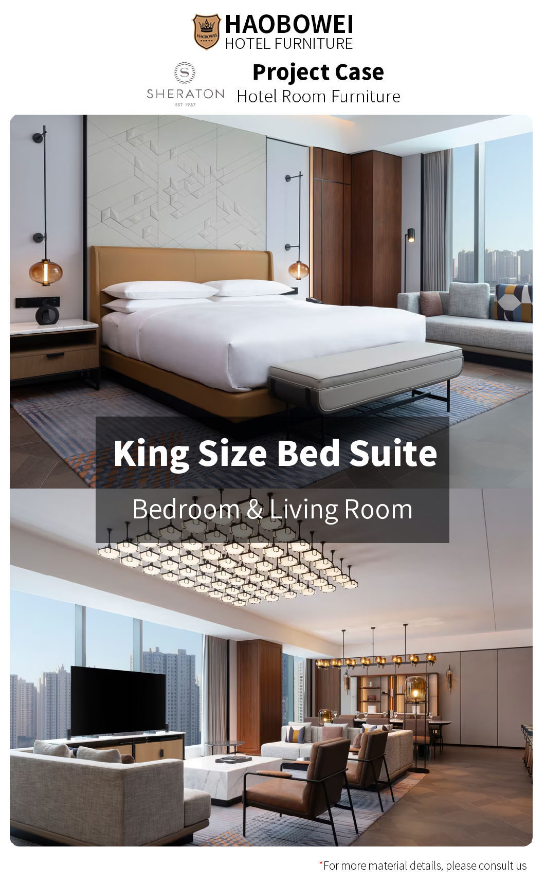 Sheraton by Marriott Business Hotel Modern Standard King Size Bedroom Furniture Set