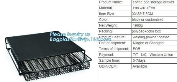 Coffee pod storage drawer, customized iron metal mesh coffee pod storage