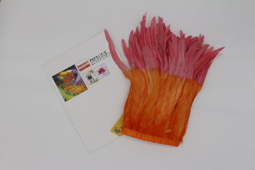 Pattern Bleached Two Tones Color Rooster Coque Feather Fringe Trim for Samba Costumes