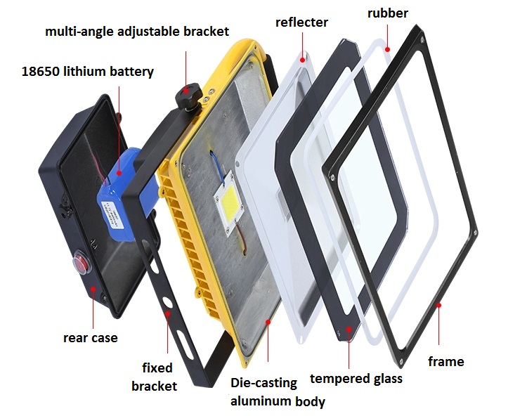 4800lm Rechargeable Led Floodlight 60W Portable Emergency Work Light