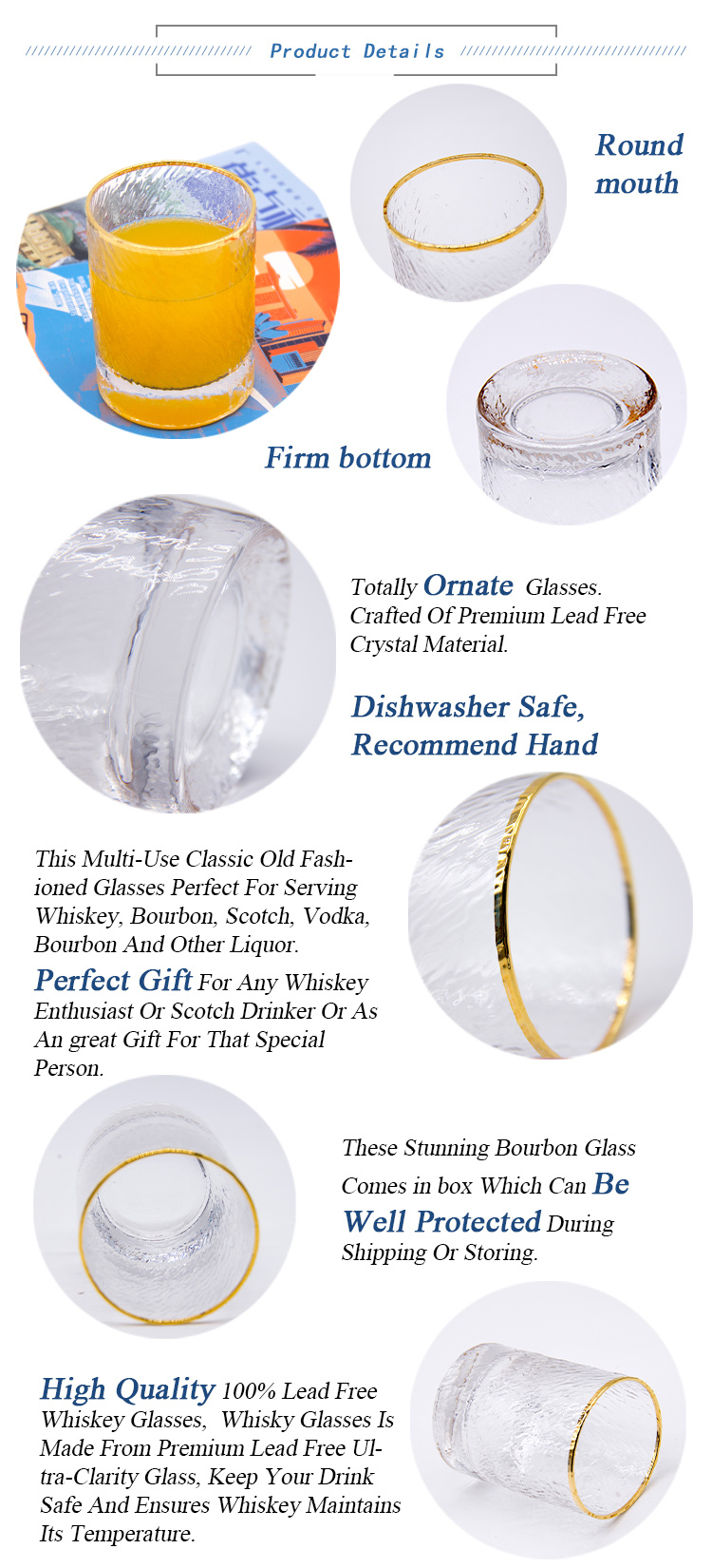 Wholesale Custom Logo Lead Free Clear 210ml Rock Whisky Glass Cup for Wedding