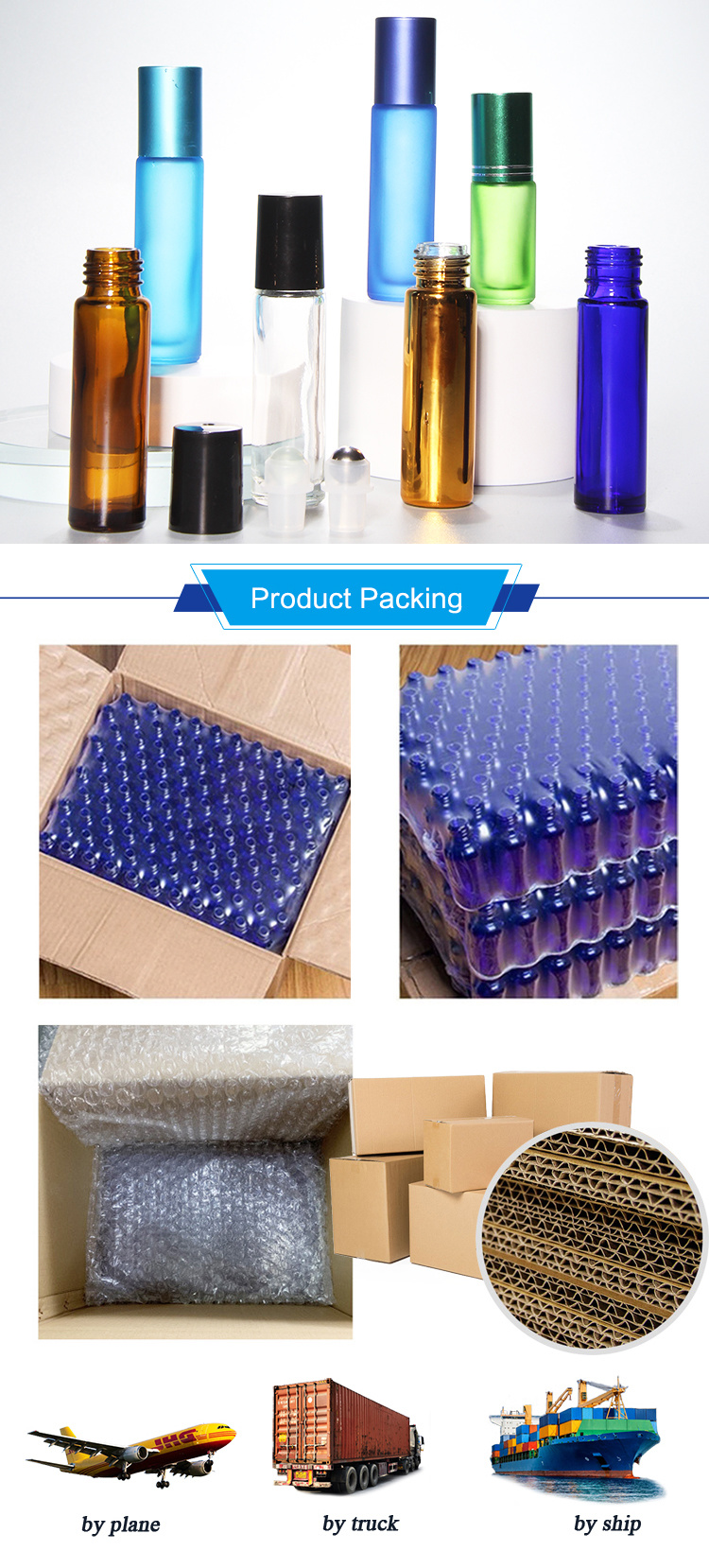 Free Samples Glass Bottle with Screw Lids 5ml 8ml 10 Ml Roll on Bottle