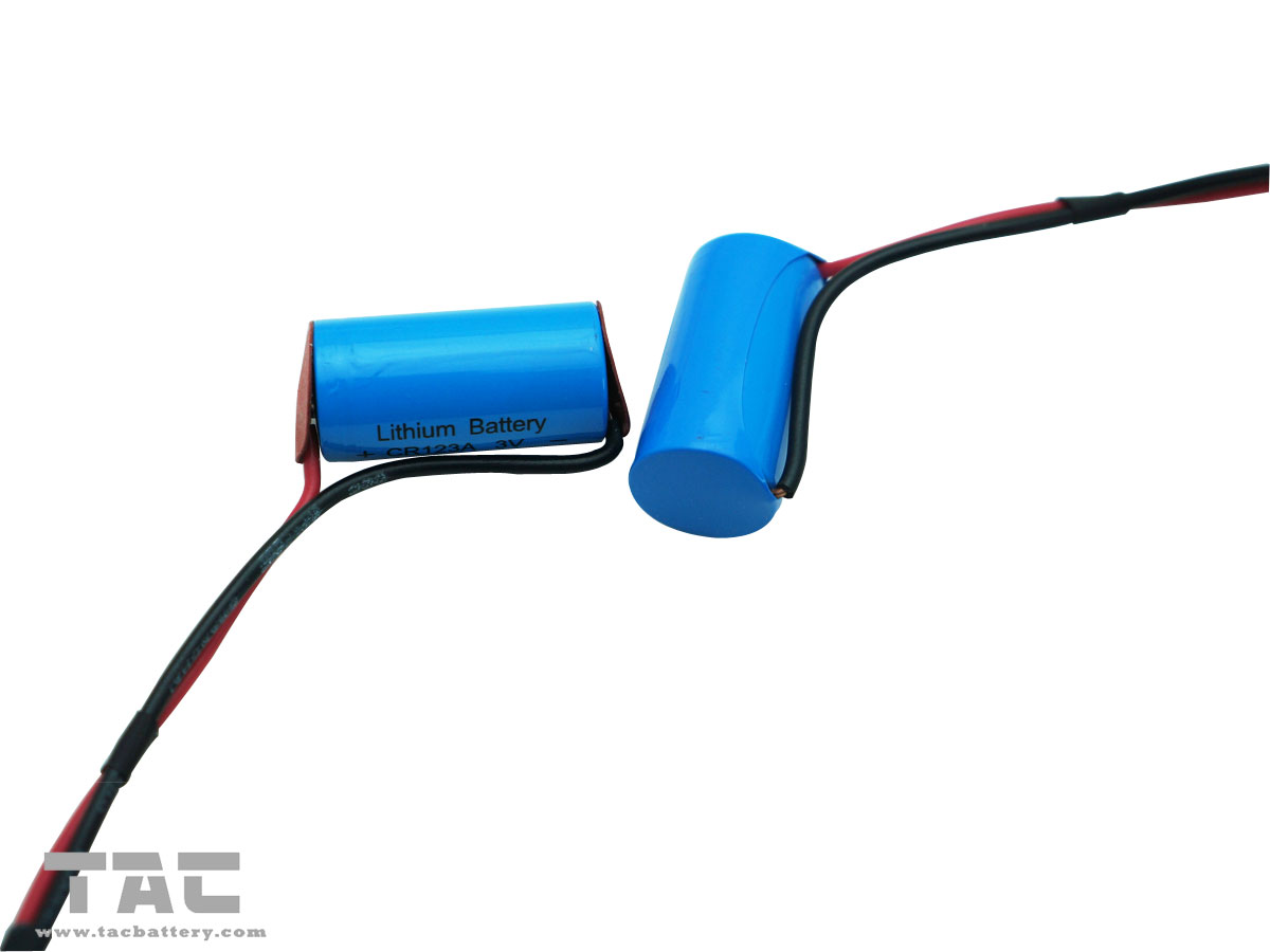 Non-rechargeable 3.0V CR123A 1300mah Li-Mn Battery with wire