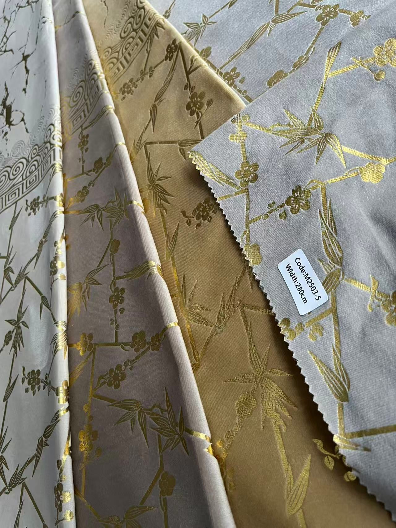 Upholstery Velvet Curtain Fabric Foil Holland Velvet Fabric Bronzing Printing Desgin