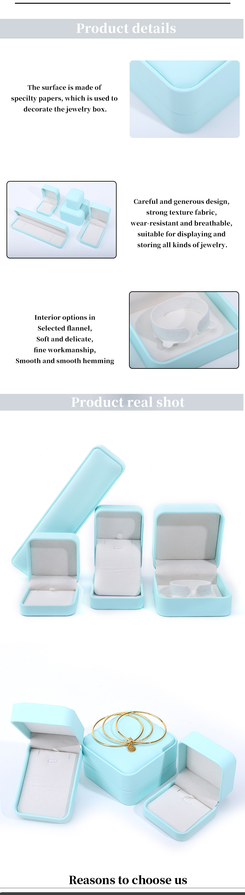 Cyan Plain Soft Touch Faux Leather Jewelry Packaging Box Case Luxury Organizer