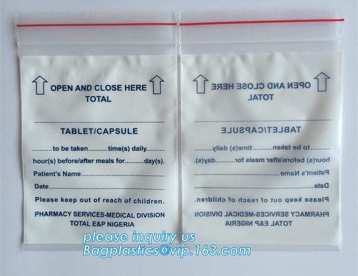 Resealable Print k Custom Printed Plastic Pill Pouch Medical Zip Lock Bags, reclosable pouch glossy stand up