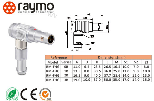 Elbow 90 Degree Circular Push Pull Connectors , Cable Mount Connector Multipole