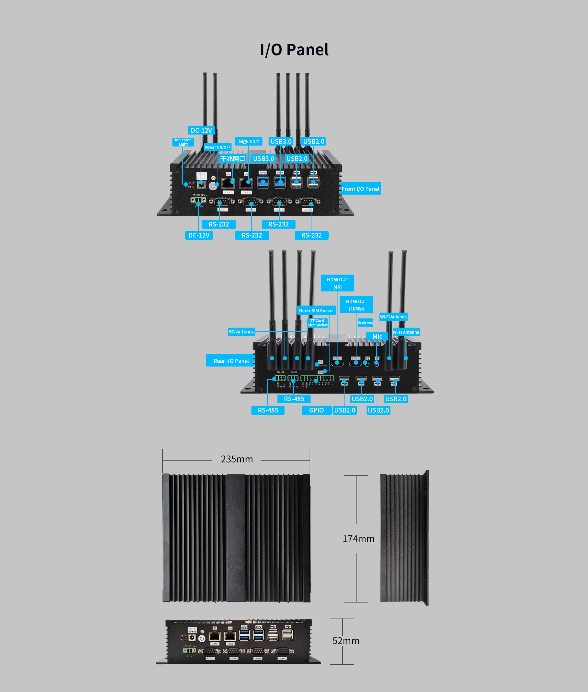 B500 5G AI-enabled Edge Computer Hexa-core RK3399 Pro processor 3.0 TOPS Al Computing