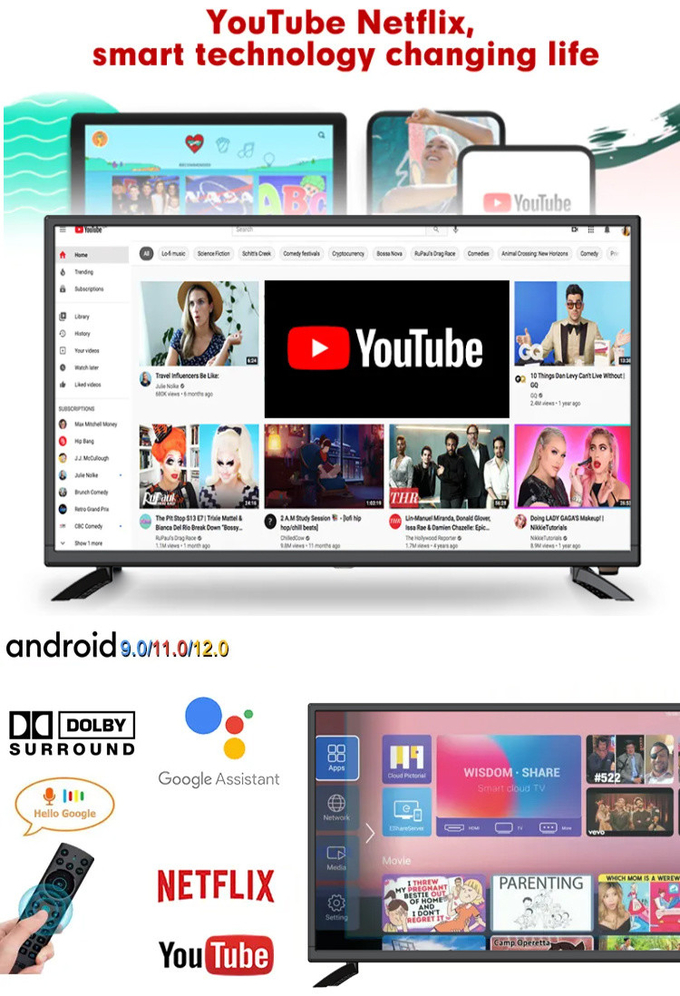 75 Inch 85 Inch 100 Inch Android TV Big 4K Ultra HD TV Refresh Rate Mega