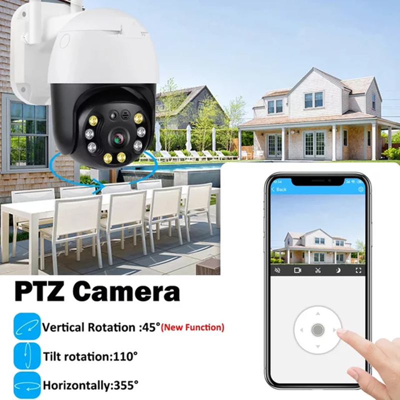 Night Vision Full Color 2MP Dual Band Camera CCTV WIFI 2.4G+5G PTZ Wireless Outdoor IP Camera