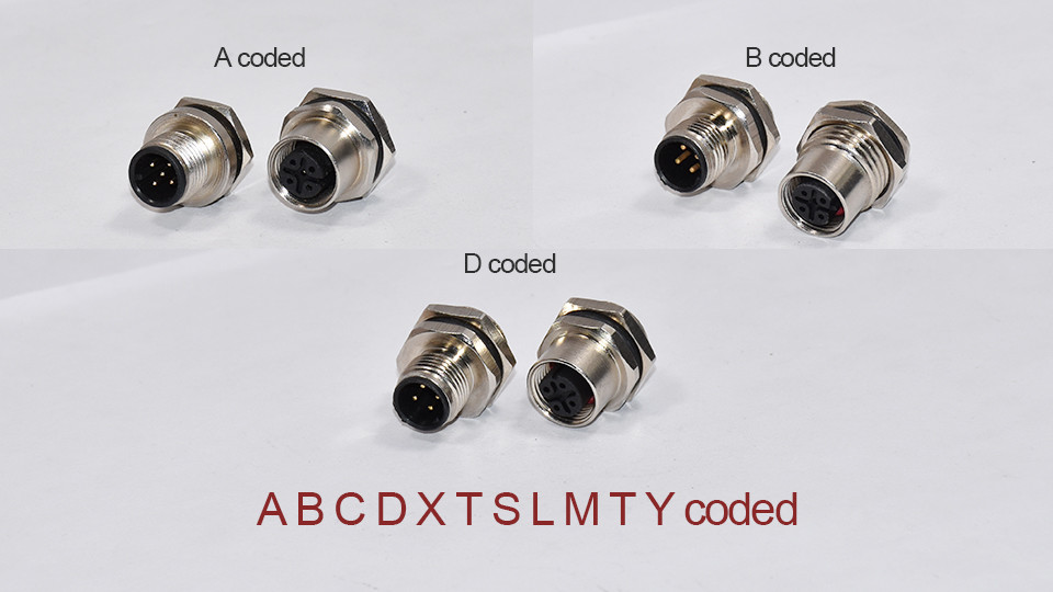 Industrial M12 3 - 17 Pin A B Code Sensor Solder Pcb Screw Thread M8 M12 Wall Mount Connector