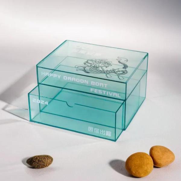 Transparent Green Acrylic Organizer Box Plexiglass Jewelry Cosmetic Box With