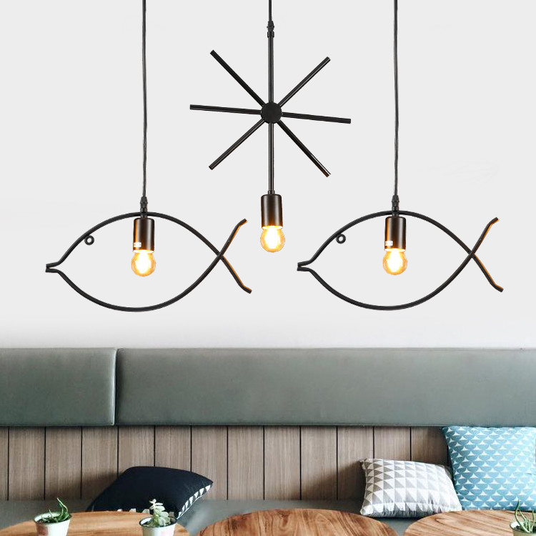 Industrial multi pendant lighting For Living room Bedroom Fish Shape (WH-VP-43)