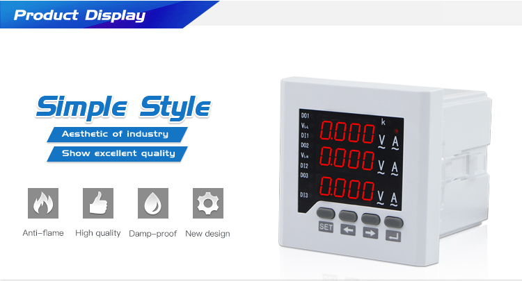 CN-3UIF73 80*80 mm Three Phase current voltage frequency AVHZ Meter