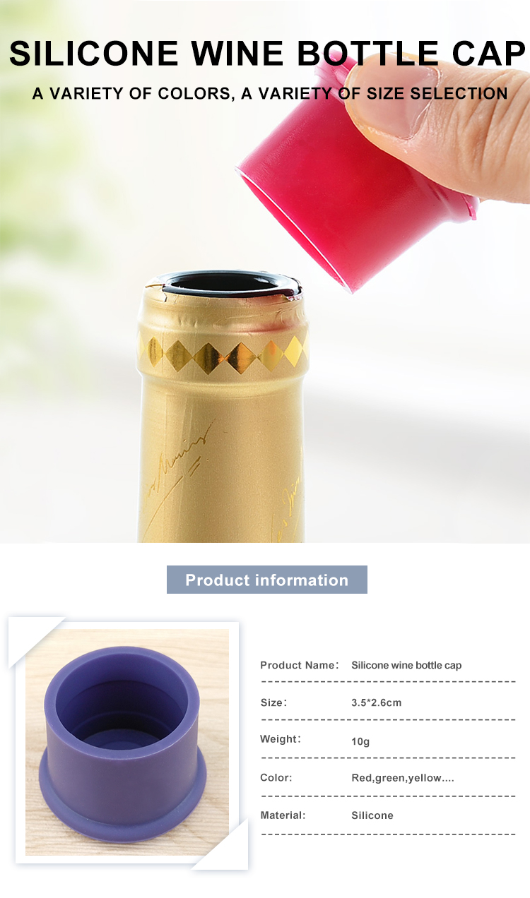 OEM Non Toxic Reusable Silicone Wine Bottle Caps