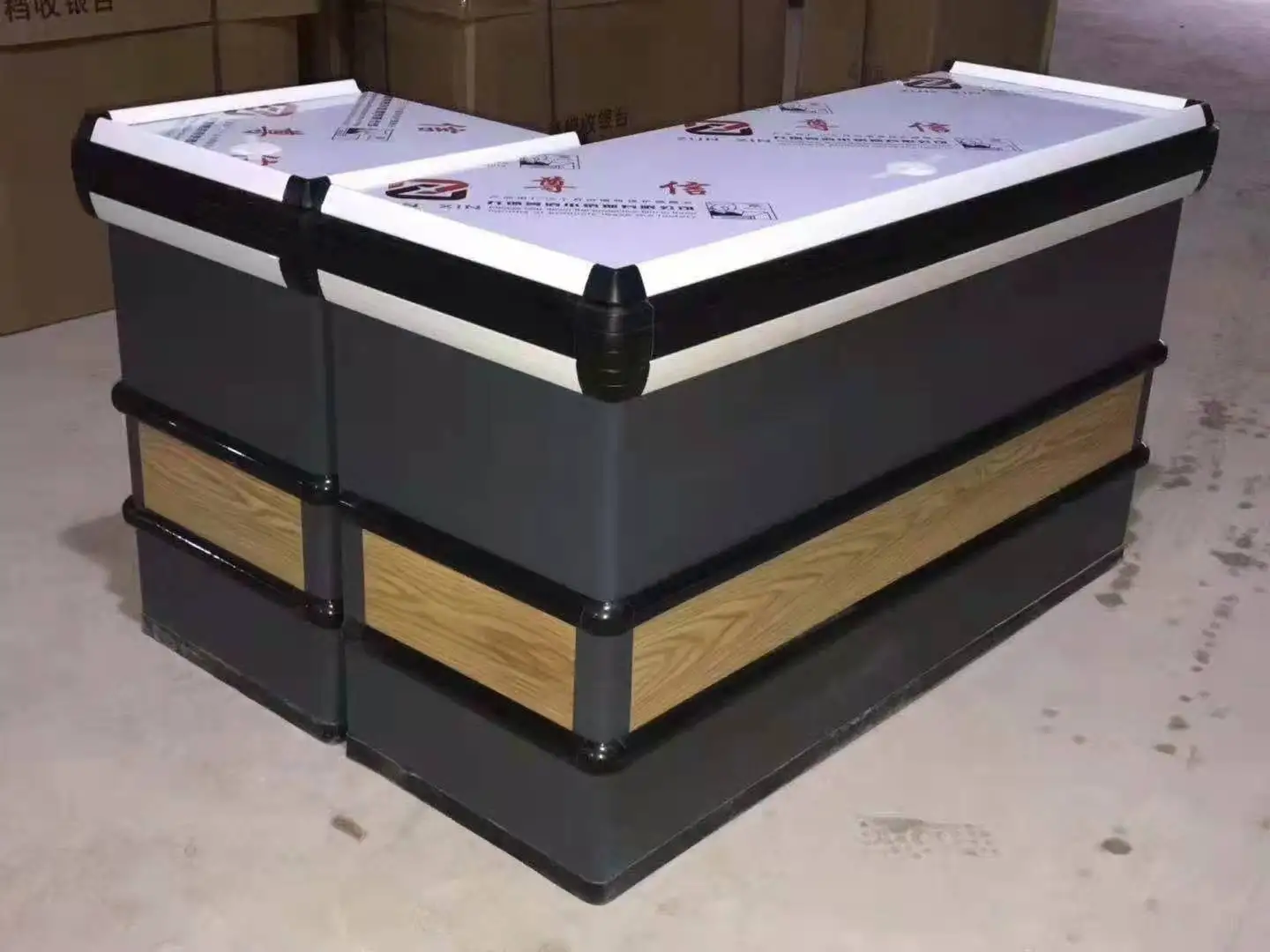 Small Supermarket Cash Counter Customized Grocery Store Checkout Counter
