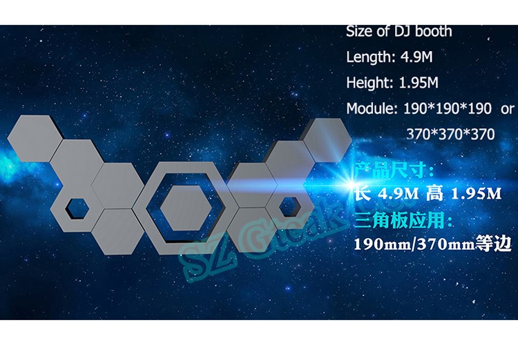 full color rgb matrix control mini hexagon led display for DJ booth customized