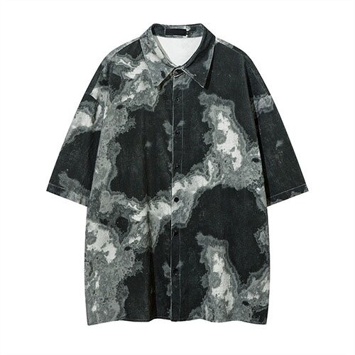 OEM maufactory Short -sleeved shirt boys Ins American lazy wind five -point sleeve shirt loose casual summer