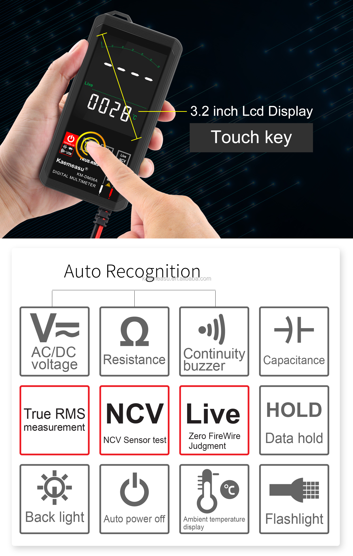 OEM ODM Big Screen Smart Multimeter Electrician Bench Multimeter Oscilloscope Multimers Clamp Meters Digital Multimeter