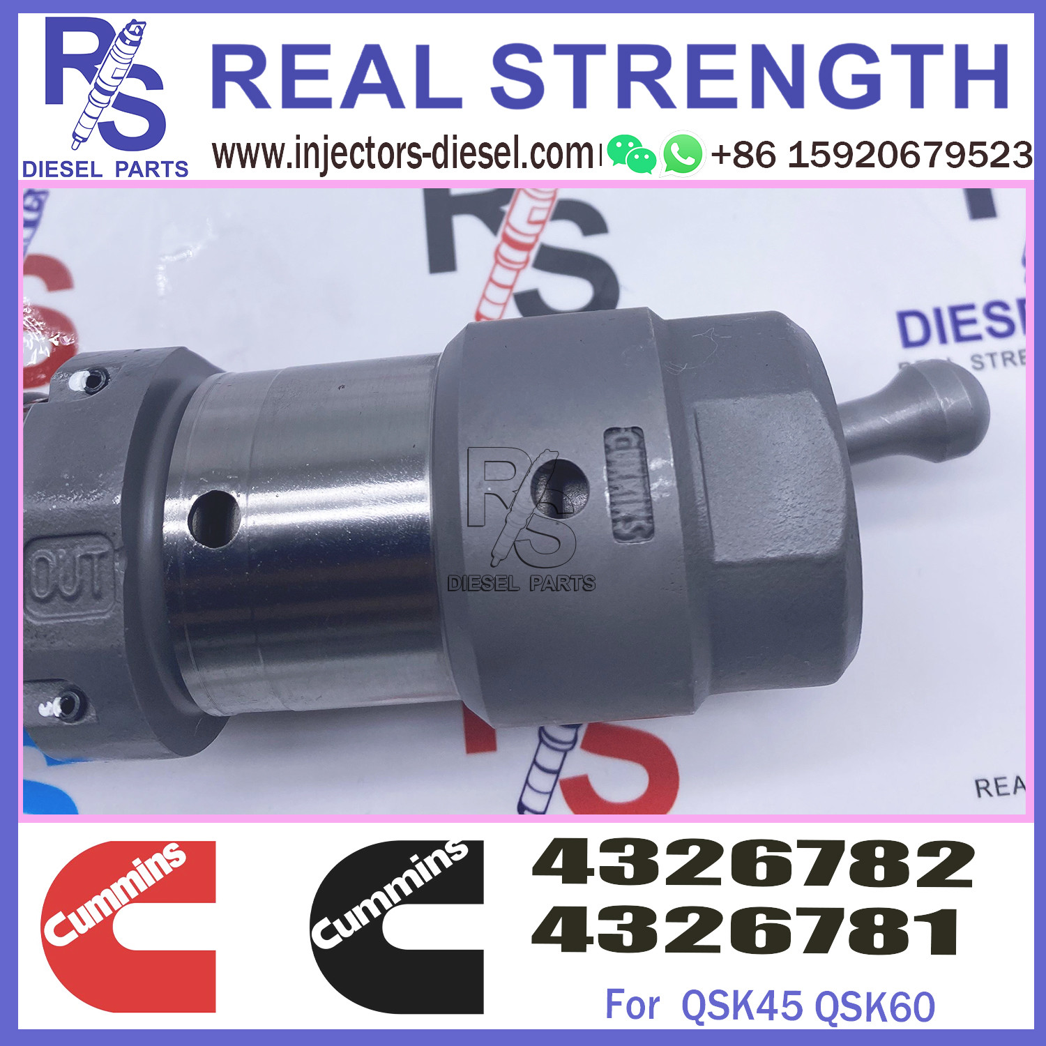 4326782 QSK60 Cummins Diesel Injector 4326780 4001813 4087893 4088427