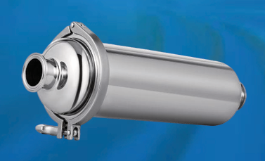 Sanitary Grade Pipeline Filtration Device with Upflow-In Downflow-Out Design