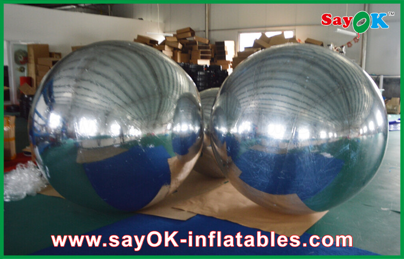 0.6mm PVC Inflatable Mirror Ball Silver Balloon Decoration Air Tight Seal Style