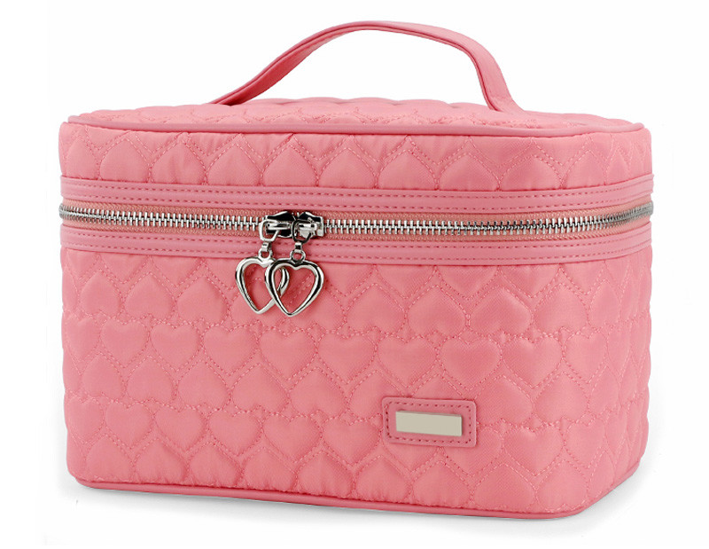 OEM Factory Large Capacity Double Zipper Makeup Bag Case with Handle