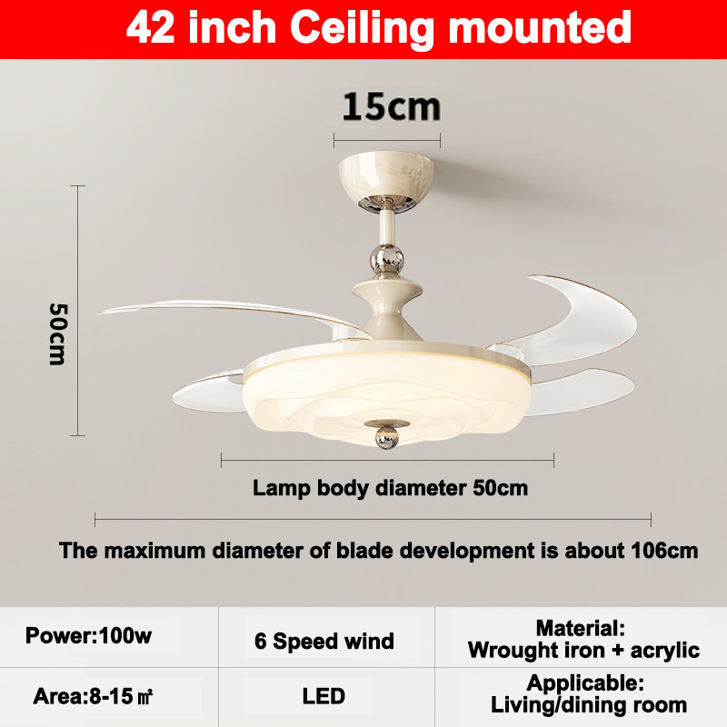 42 Inch Smart Luxury Indoor Fan Light , Modern Living Room Ceiling Fans With Bright Lights