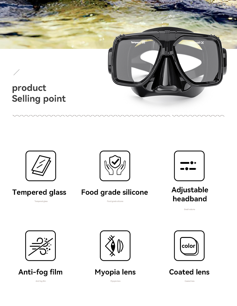 Adult Diver Liquid Silicone Prescription Dive Mask Scuba Corrective Lenses