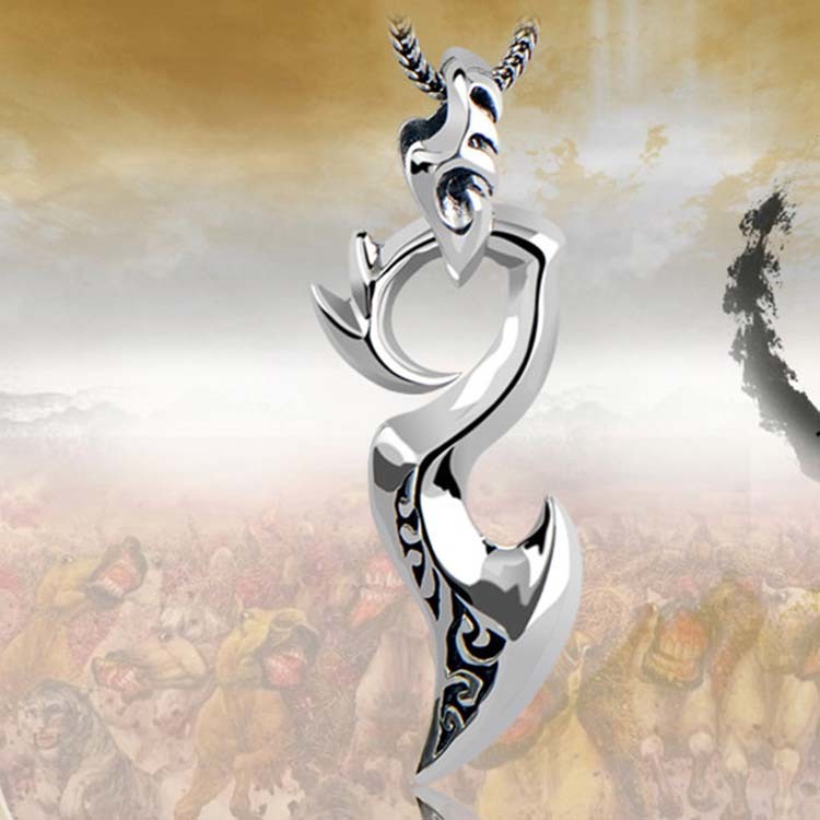 Men's Sterling Silver Dragon Pendant Necklace with Thai Vintage Style Jewelry(N020987W)