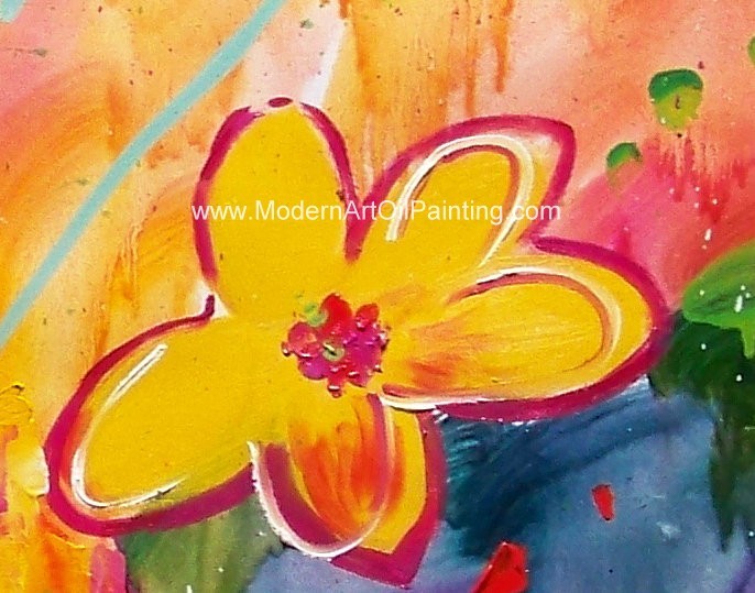 Flower Framed Abstract Oil Painting Handmade By Acrylic On Canvas Custom Size