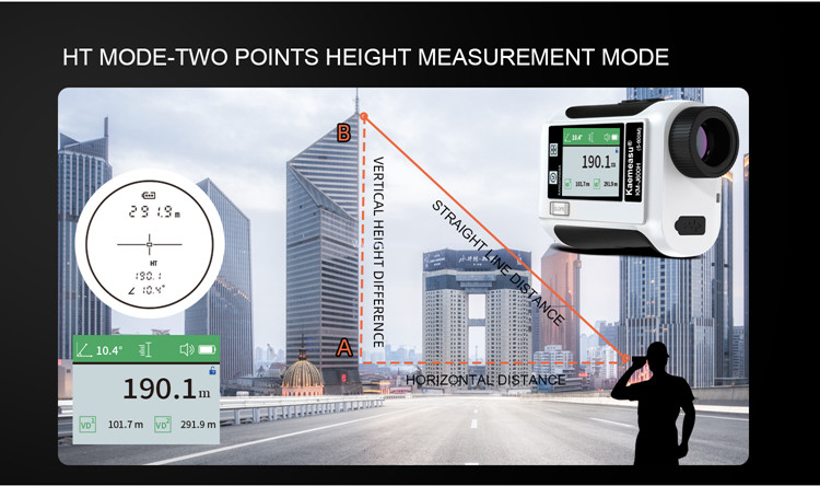 kaemeasu Rechargeable Laser Rangefinder Voice Golf Range Finder LCD Display Telescope With Side Screen J1200