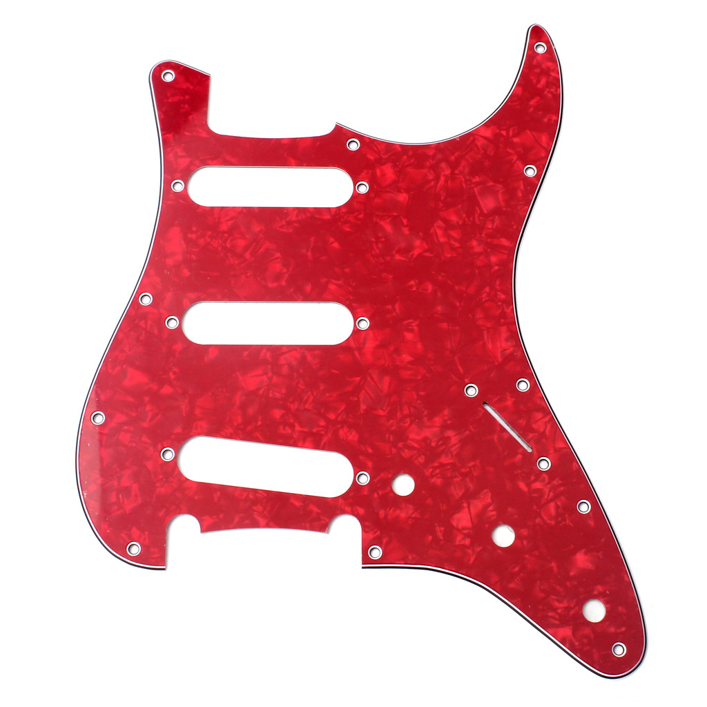 SSS Electric Guitar Pickguard 3Ply 11-Hole Pearl Red Scratch Plate Fender Stratocaster Style Guitar Accessories Parts