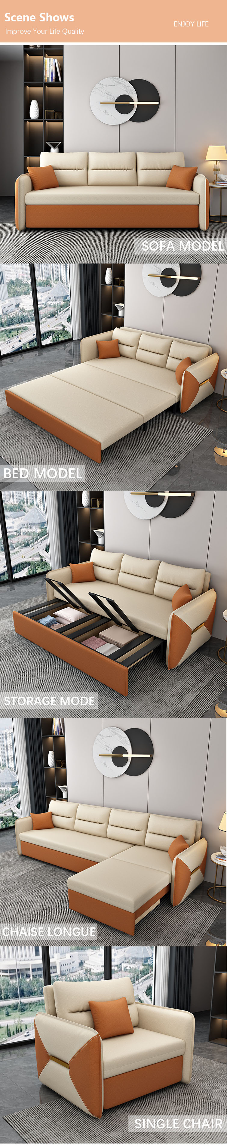 Living Room Furniture Convertible Sofa Bed Loveseat Sleeper Fabric Cover