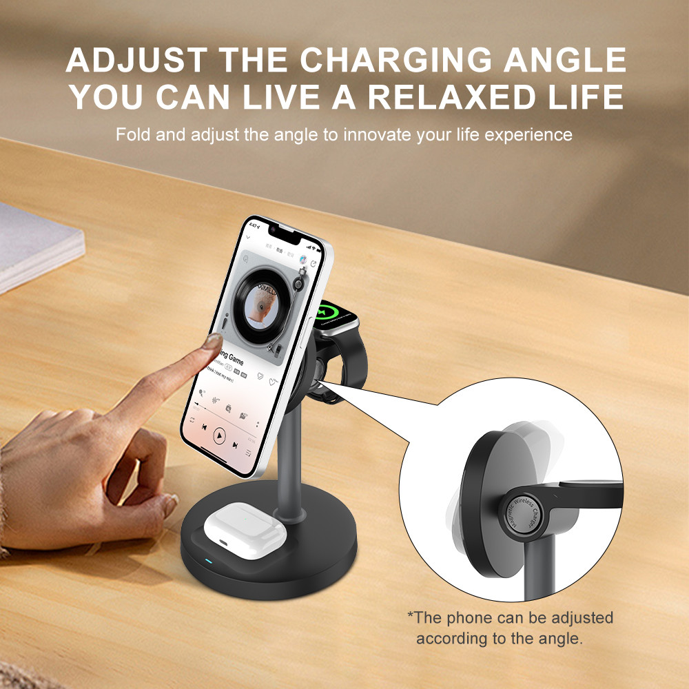 S11 3 In 1 Wireless Charging Stand With CE/FCC/RoHS/UKCA Certificates