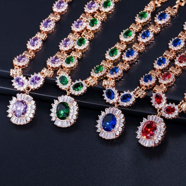 CZ Pendant Necklace for Women Necklace Bracele Earring Ring Jewelry Wedding