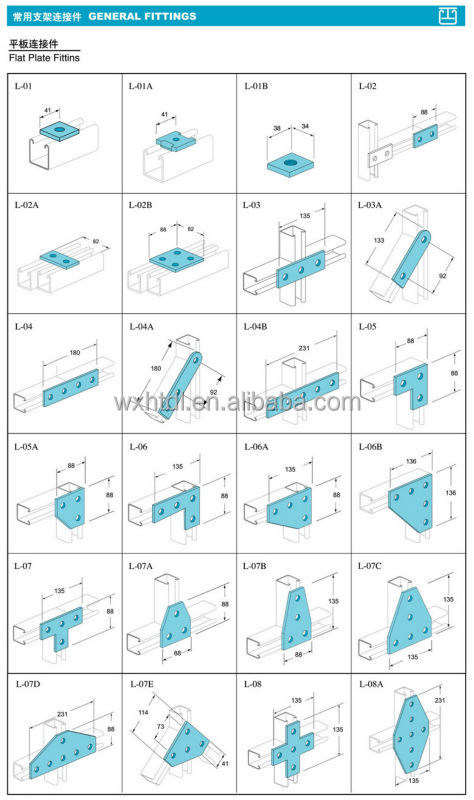 Unistrut Flat T Bracket L Shaped 1-5/8" Metal Framing Sliding Channel Fittings